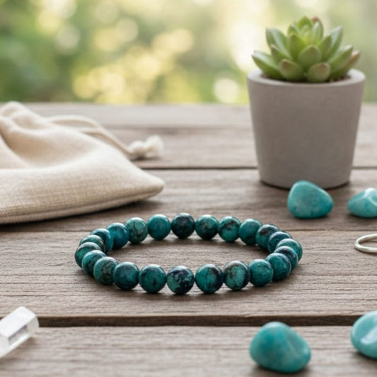 8 mm Chrysocolla crystal beads for recovery from heartbreak and emotional balance