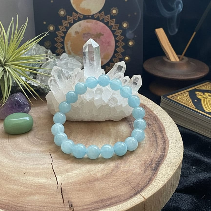 High-quality blue Aquamarine stone bracelet for spiritual healing