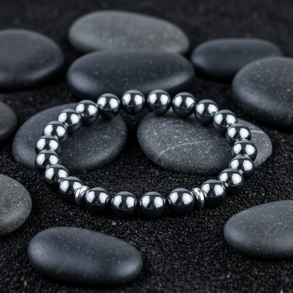 Natural metallic Hematite bracelet for grounding and protection