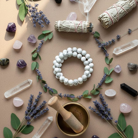 Natural white Howlite bracelet for better sleep and anxiety relief