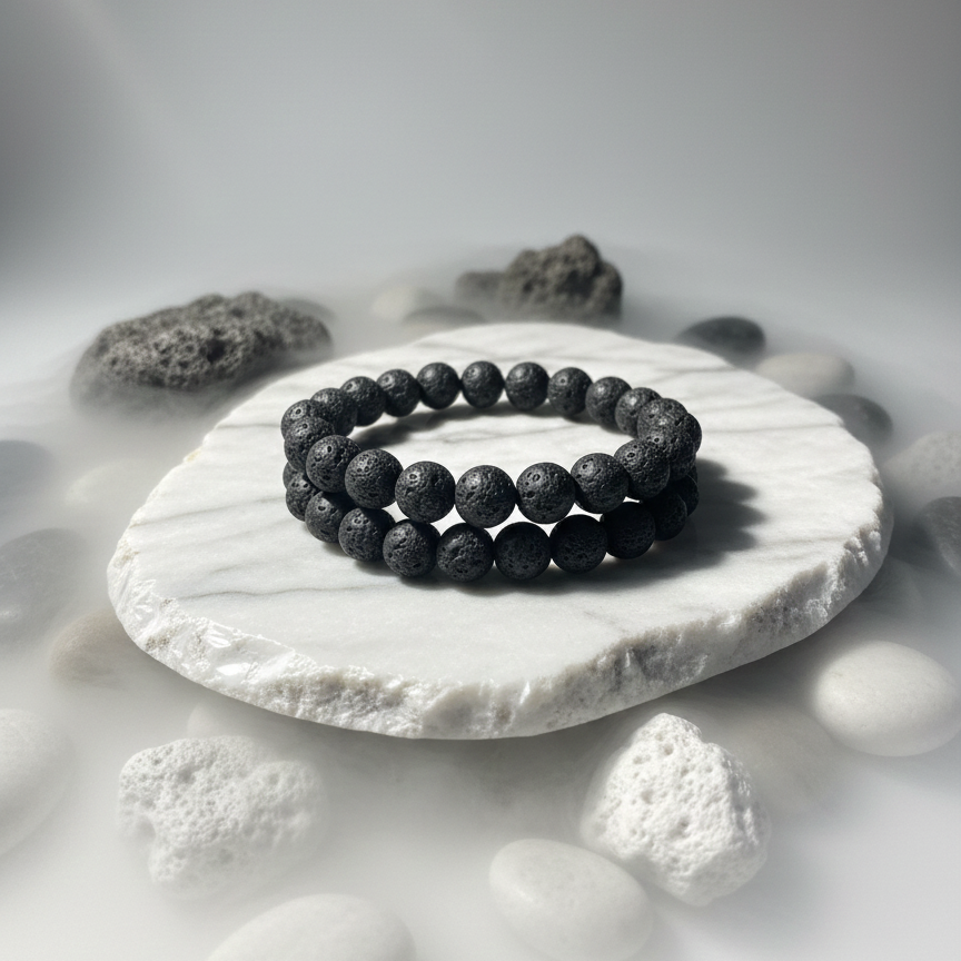 Natural porous Lava stone diffuser bracelet for grounding and aromatherapy