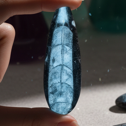 Natural black Orthoceras Kuber stone for wealth and stability