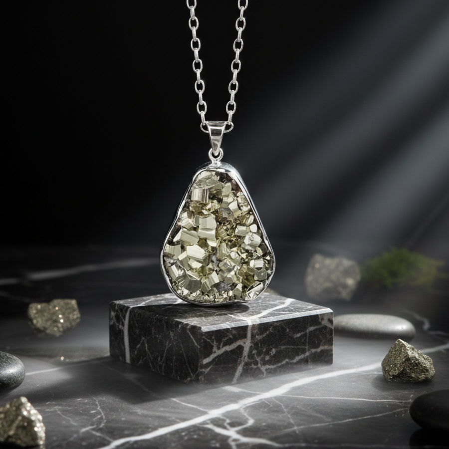 Natural golden Pyrite pendant for attracting wealth and money