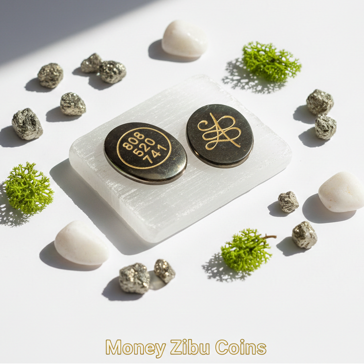 High-quality Pyrite coin with engraved Zibu symbol for business success