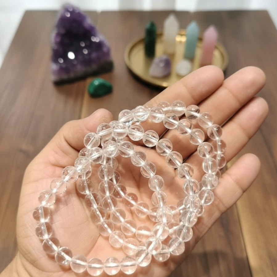 Energized and Reiki-charged Clear Quartz healing bracelet for energy amplification
