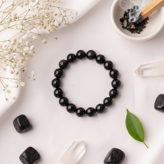 Shop 100% Original Black Tourmaline bracelets for protection against evil eye, negative energy, and EMF. Reiki-charged & natural. Available in 6mm-12mm sizes.