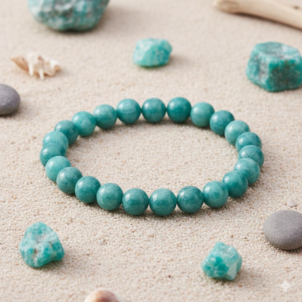 Authentic greenish-blue Amazonite stone bracelet for wealth and success