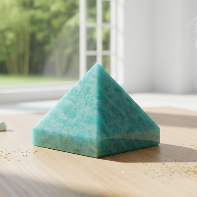 Natural Amazonite pyramid for EMF protection and stress relief