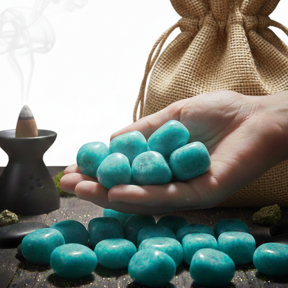 Natural 100g Amazonite tumble stones for luck and stress relief