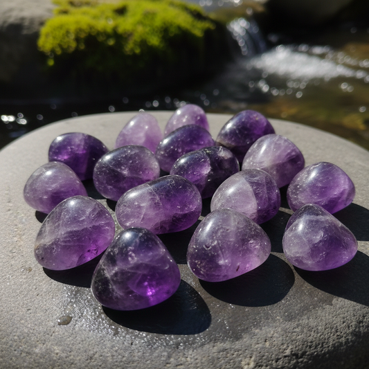Natural purple Amethyst tumble stones for concentration and focus