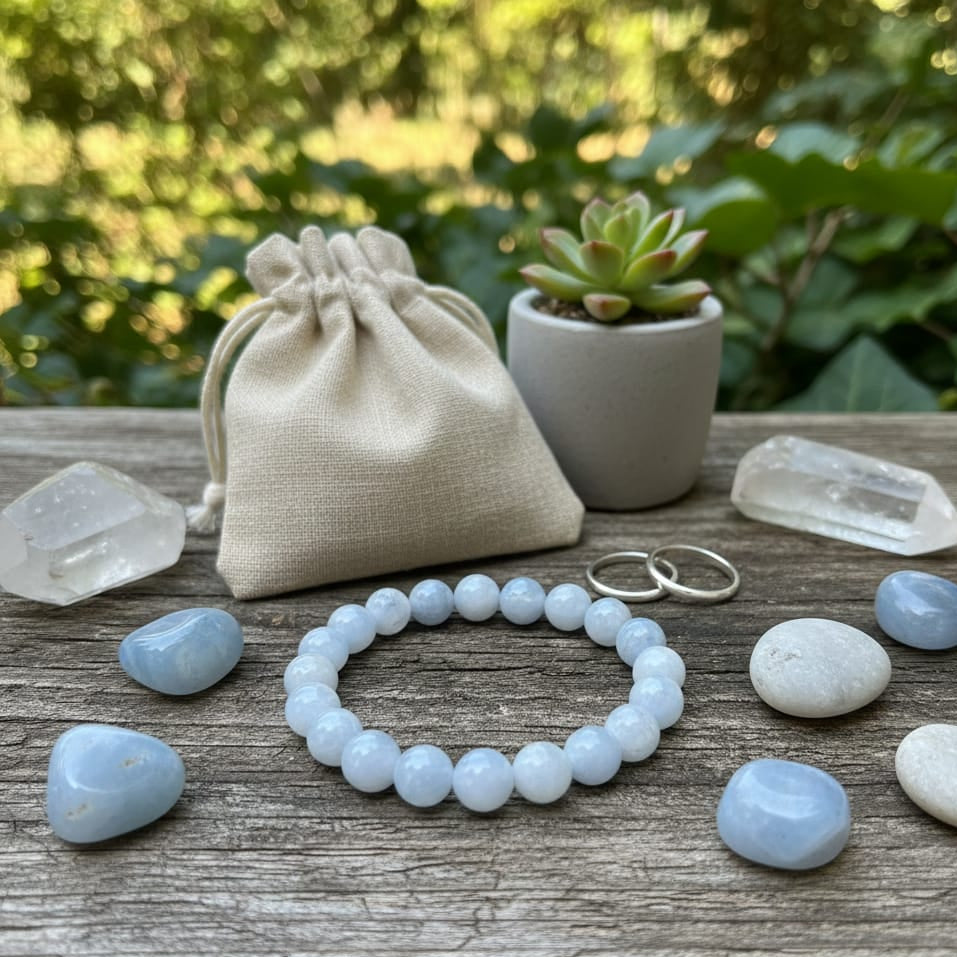 Natural sky blue Blue Lace Agate bracelet for throat chakra healing