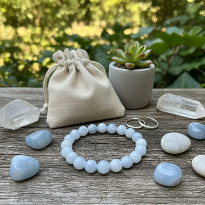 Natural sky blue Blue Lace Agate bracelet for throat chakra healing