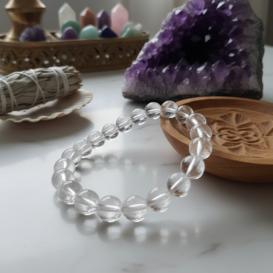 Natural transparent Clear Quartz bracelet for focus and clarity