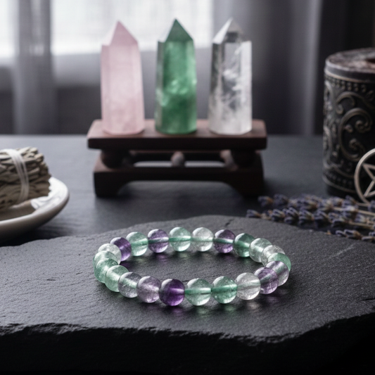 Natural multi-colored Fluorite bracelet for concentration and study