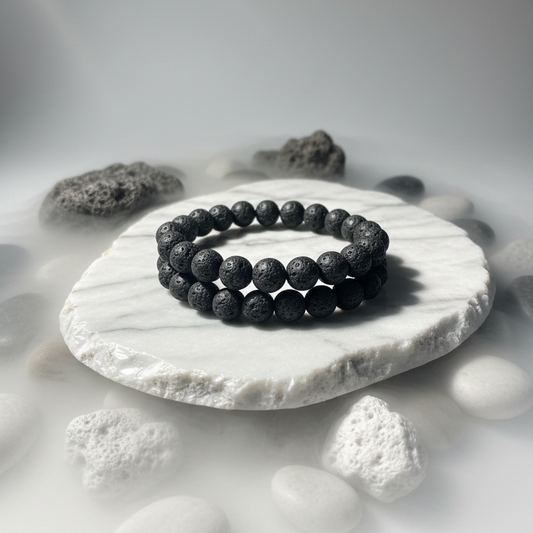 Natural porous Lava stone diffuser bracelet for grounding and aromatherapy