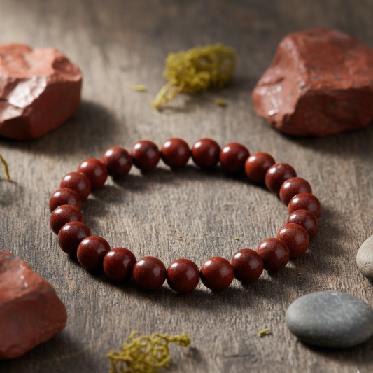 Natural deep red Jasper bracelet for vitality and grounding