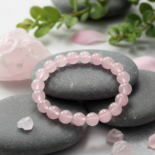 Natural soft pink Rose Quartz bracelet for attracting love and harmony