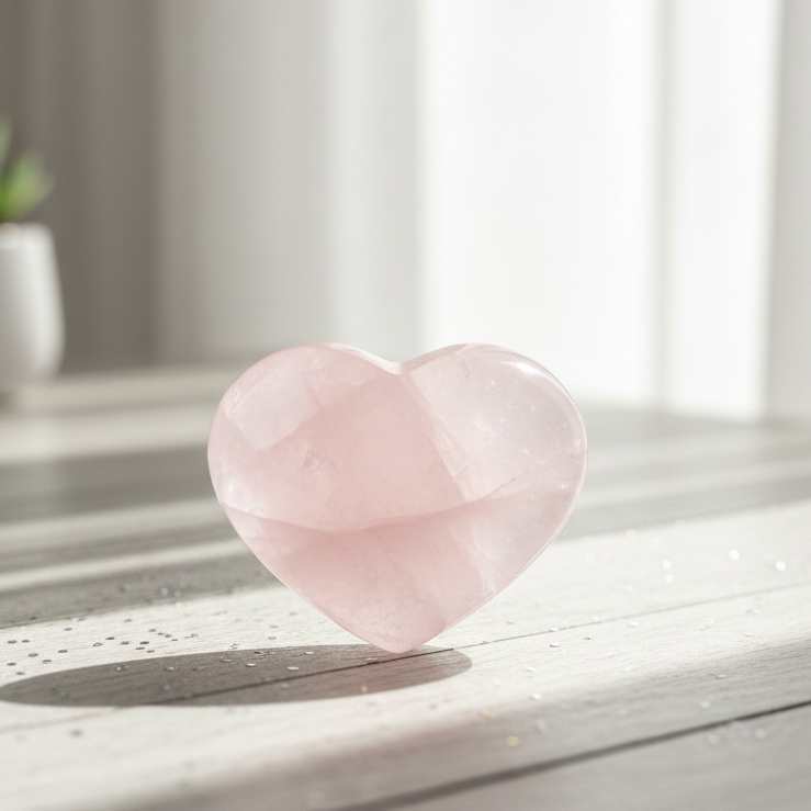 Natural pink Rose Quartz heart 150g for attracting love and relationship harmon