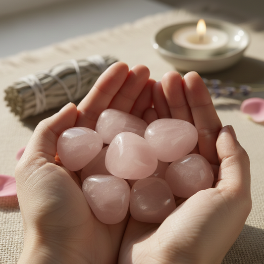 Natural pink Rose Quartz tumble stones 100g for love and harmony