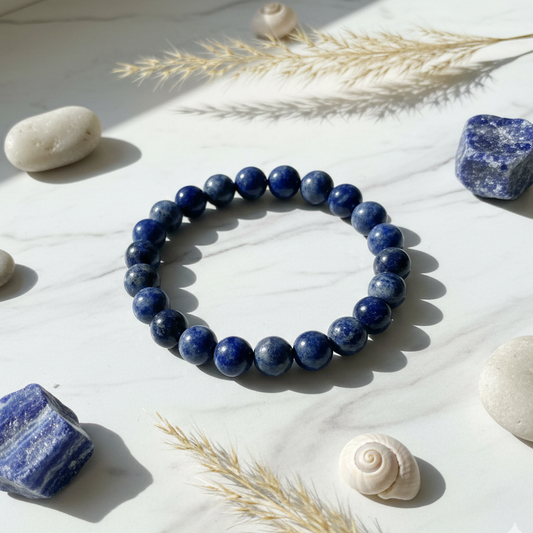 Natural royal blue Sodalite bracelet for communication and focus