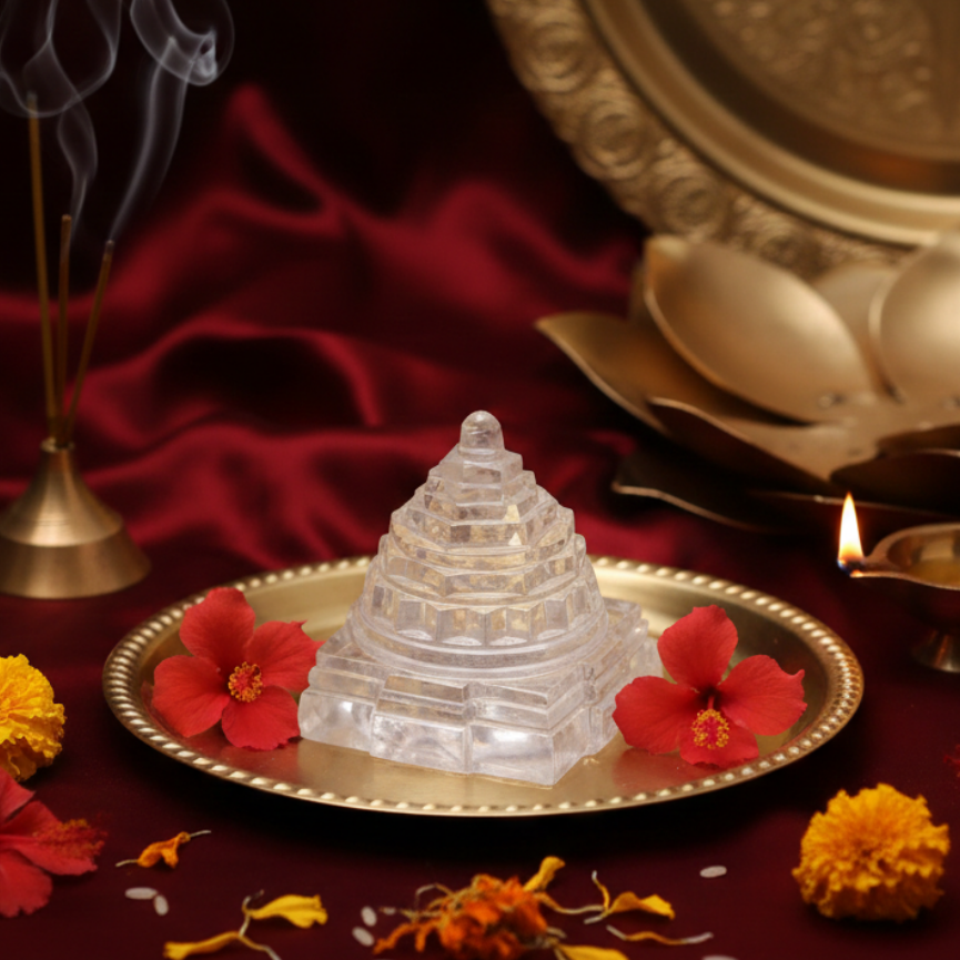 Natural Sphatik Shree Yantra for attracting wealth and financial growth