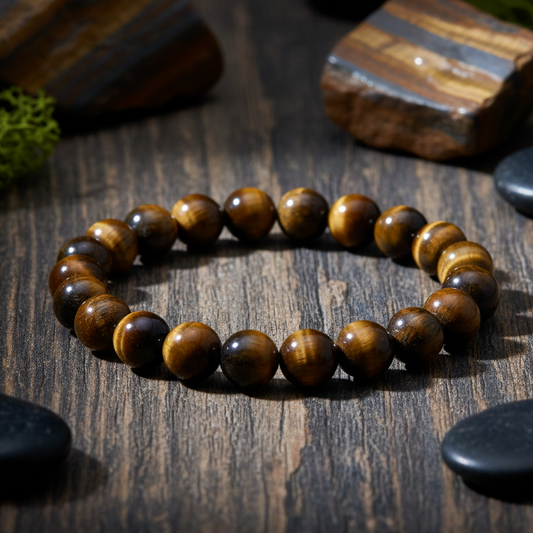 Natural golden-brown Tiger Eye bracelet for confidence and protection