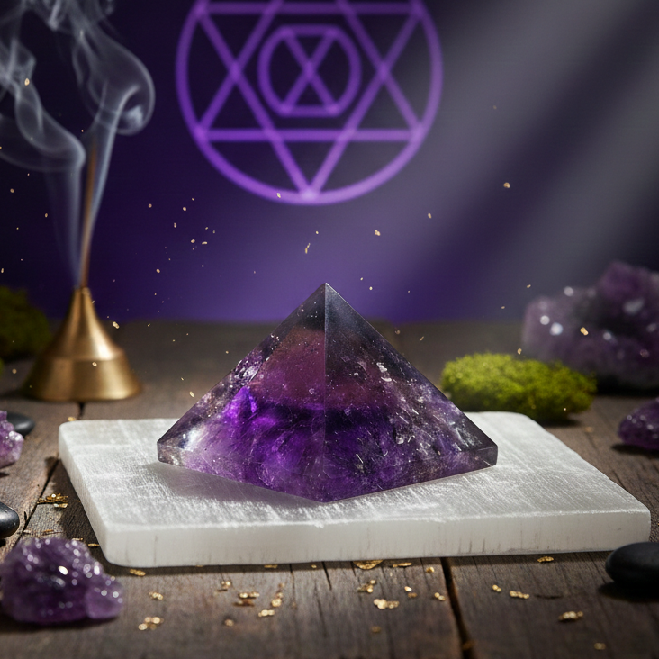 High-quality Amethyst pyramid for improving memory and clearing exam stress