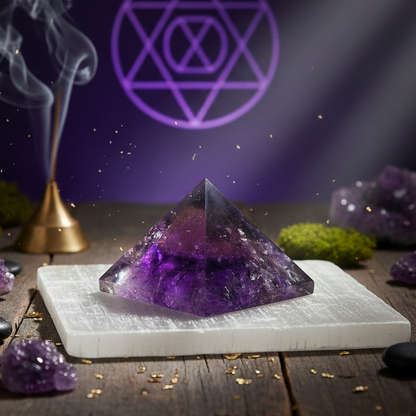 High-quality Amethyst pyramid for improving memory and clearing exam stress