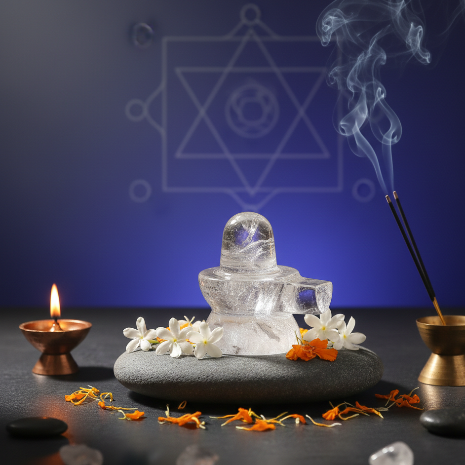 High-quality Clear Quartz Shivlinga for home temple and financial prosperity