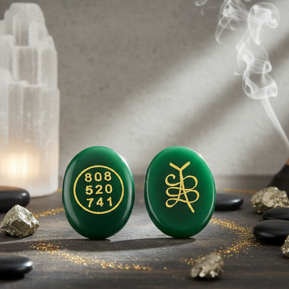 High-quality Green Jade coin with engraved Zibu prosperity symbol