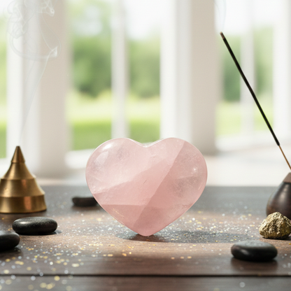 High-quality Rose Quartz heart carving for emotional healing and self-love