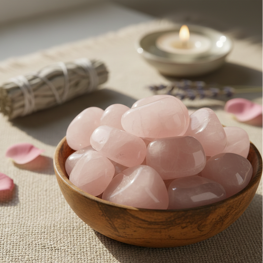 High-quality original Rose Quartz pebbles for relationship healing and peace