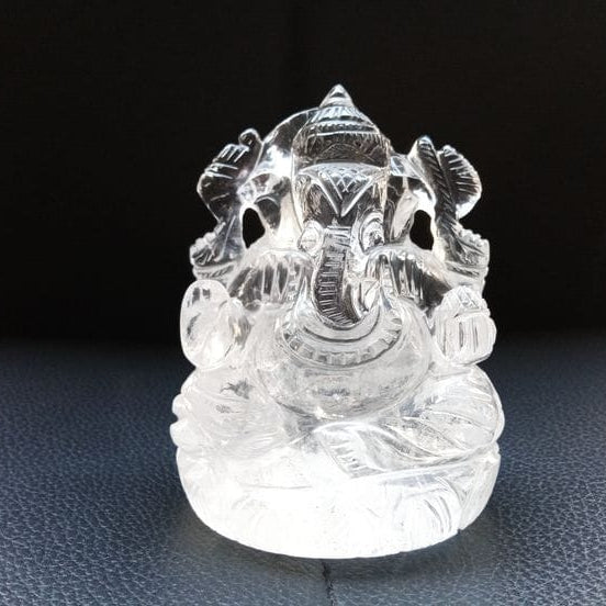 High-quality Clear Quartz Ganesha carving for business success and office desk