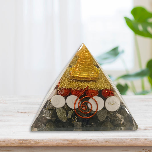 Powerful Pyrite and Gomti Chakra pyramid for business growth and office luck