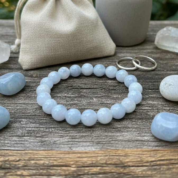 Energized Blue Lace Agate bracelet for public speaking and confidence