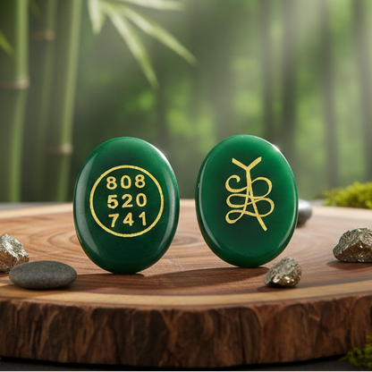 Energized and Reiki-charged Green Jade Zibu coin for attracting financial growth