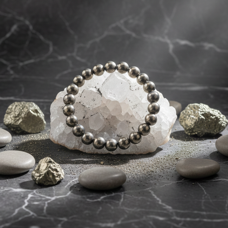 Energized and Reiki-charged Pyrite healing bracelet for financial abundance