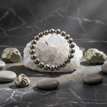 Energized and Reiki-charged Pyrite healing bracelet for financial abundance