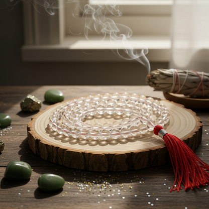 Real Sphatik mala for body cooling and mental peace India