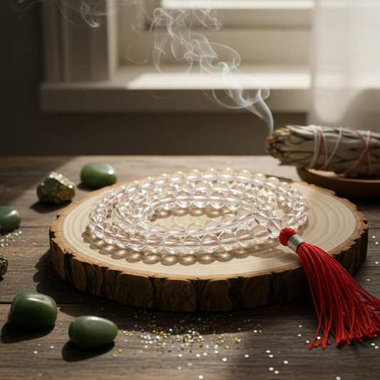 Real Sphatik mala for body cooling and mental peace India